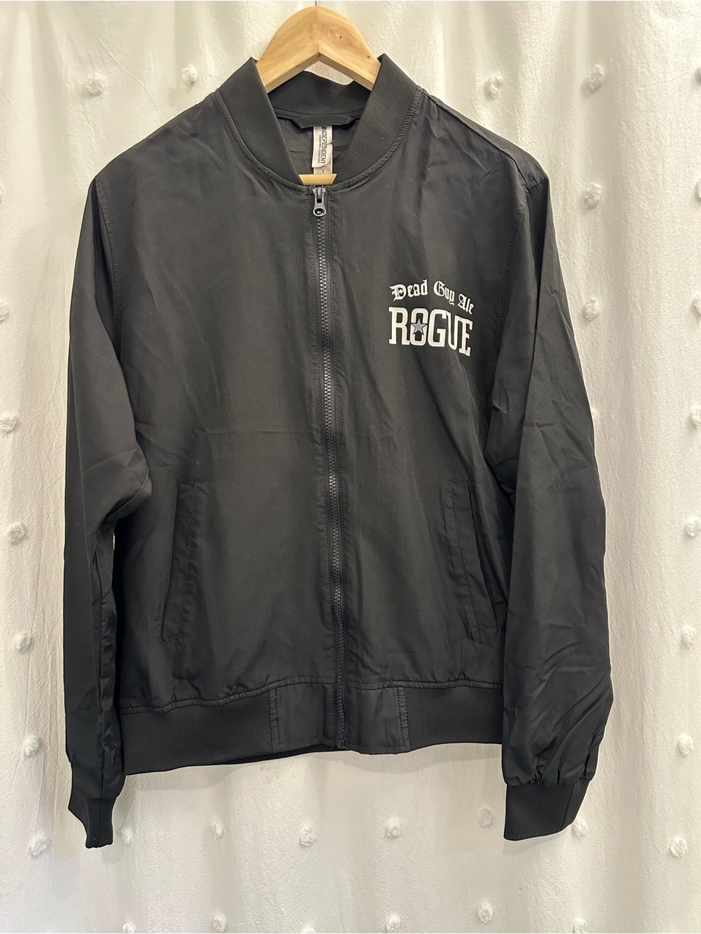 Rogue Black Zip-Up Bomber Jacket with Skeleton Logo